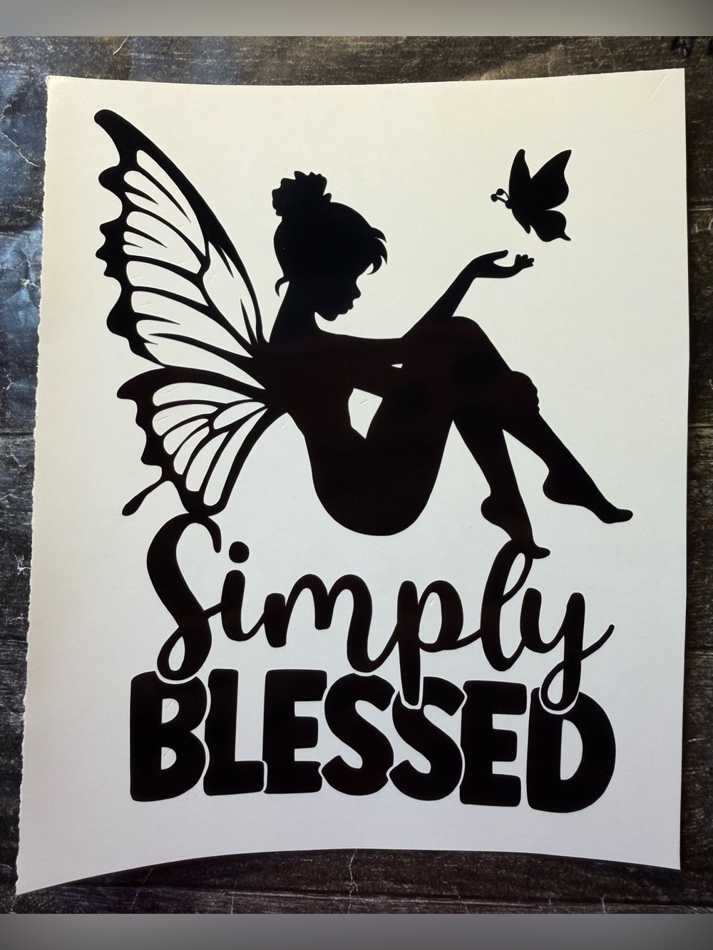 Fairy Simply Blessed Black Vinyl Car Truck Window Laptop Decal Bumper Sticker